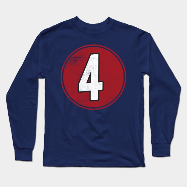 Number Four 4 Long Sleeve T-Shirt by cowyark rubbark